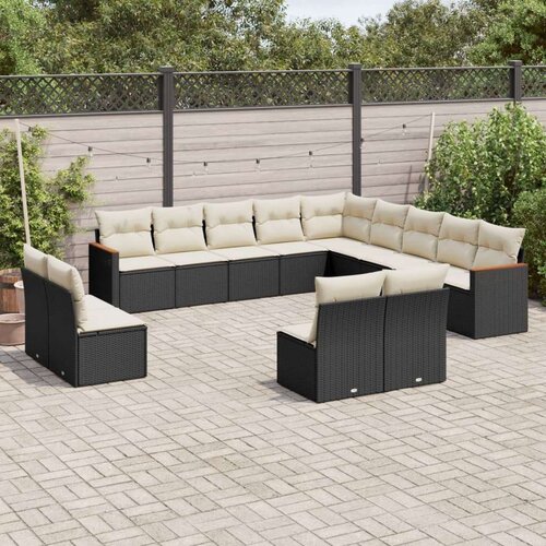 vidaXL 13-dijelni set vrtnih sofa s jastucima poliratan crni Cijene