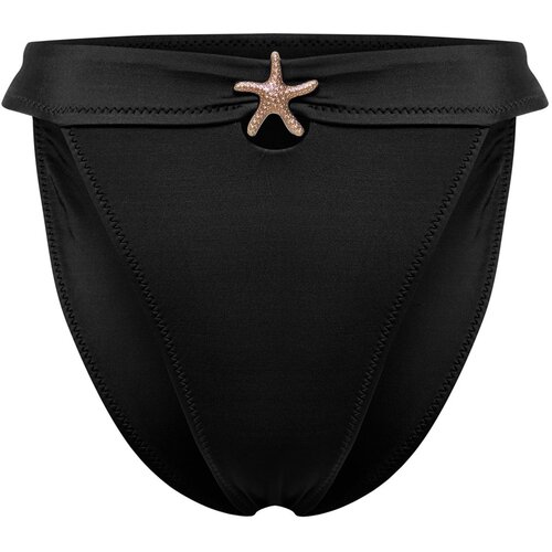 Trendyol Black*001 Plain Panty Accessorized High Waist Bikini Bottom Slike