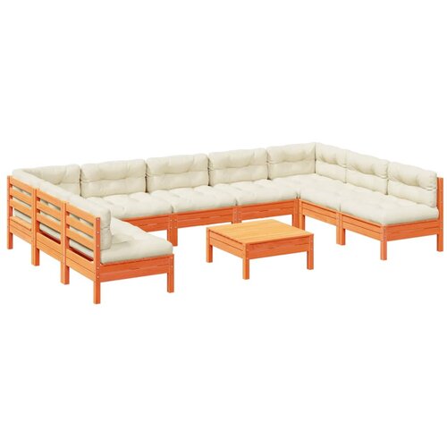  10-dijelni set vrtnih sofa s jastucima vo&amp;scaron;tano smeđi borovine Smeđa Slike