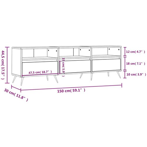vidaXL TV omarica bela 150x30x44,5 cm inženirski les Cene