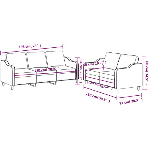  2-dijelni set sofa s jastucima svjetlosivi od tkanine Slike