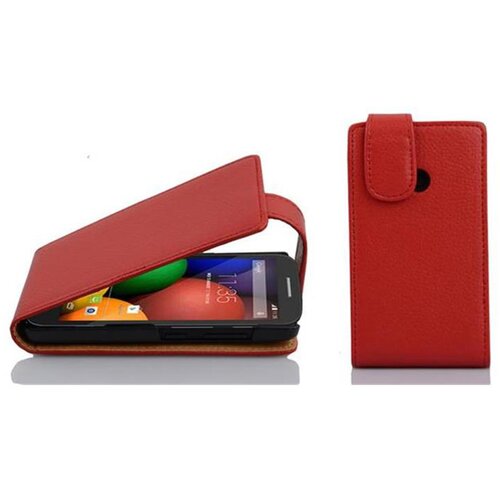 Cadorabo Ohi&scaron;je, združljivo z Motorola MOTO E v rdeče sladkorno jabolko - Za&scaron;čitni ovitek v obliki flipa iz teksturiranega umetnega usnja, (20562029) Cene