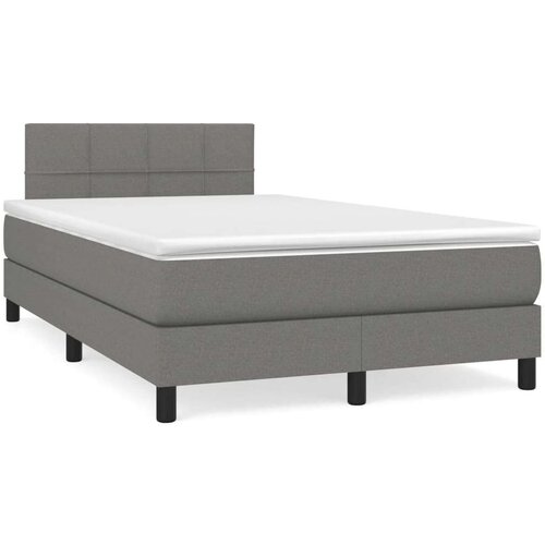VidaXL Krevet box spring s madracem LED tamnosivi 120 x 190 cm tkanina Slike