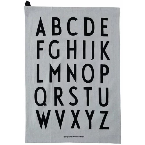 Design Letters Siva bombažna kuhinjska krpa Alphabet, 40 x 60 cm