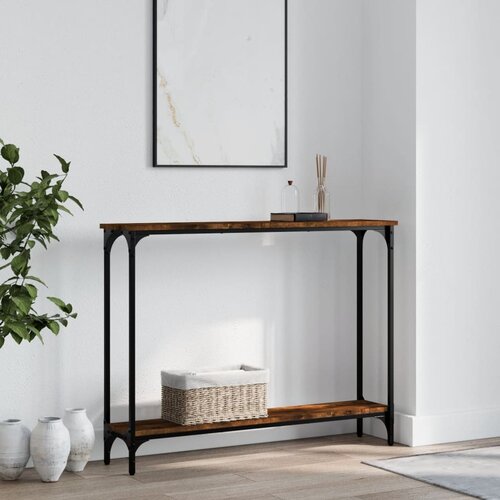  The Living Store Konzolna mizica dimljen hrast 100x22,5x75 cm inženirski les - Konzolna Mizica, (21444784) Slike
