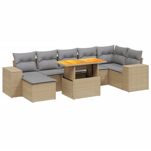 Maison Chic Seti vrtnega pohištva - Vrtna garnitura - Vrtni pohištvo set 8-delna z blazinami bež poli ratan, (21798836) Cene