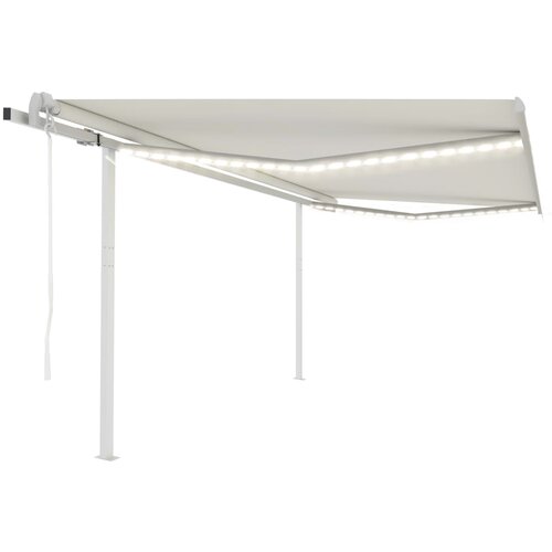 VidaXL Avtomatska tenda LED + senzor 4x3 m krem Slike
