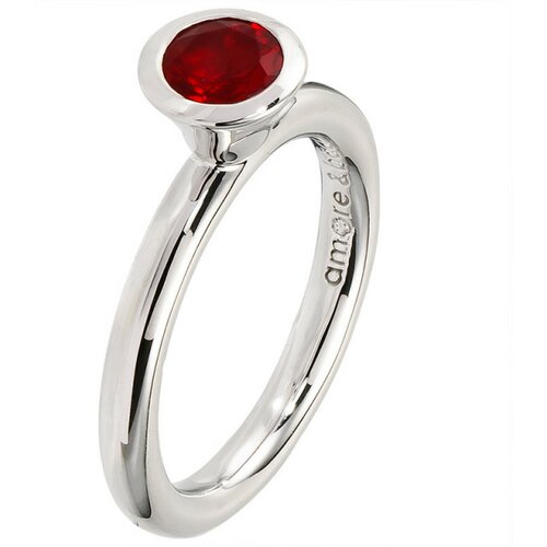 Amore Baci srebrni prsten sa jednim Crvenim swarovski kristalom 54 mm Slike