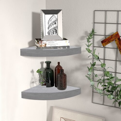 vidaXL Kotne stenske police 2 kosa betonsko sive 35x35x3,8 cm MDF Cene