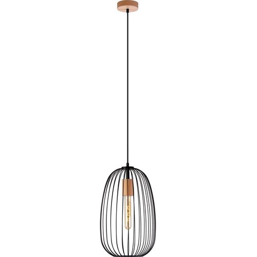  Luster na sajli OVELLA 1xE27/15W/230V, prečnik 25 cm, crna/borovina Cene