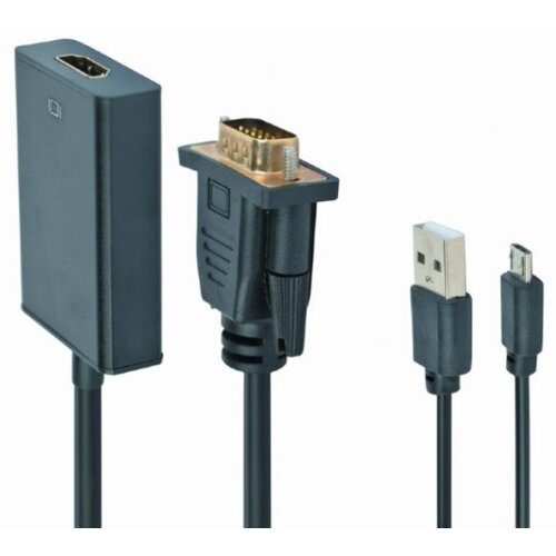 Gembird A-VGA-HDMI-01 VGA to HDMI and audio cable, single port, black WITH AUDIO Slike