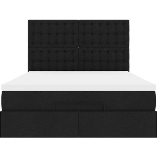 VidaXL otomanski krevet s madracem crni 140x190cm od tkanine Slike