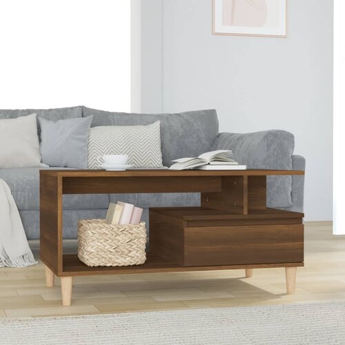 vidaXL Stolić za kavu smeđi hrast 90x49x45 cm konstruirano drvo Cijene