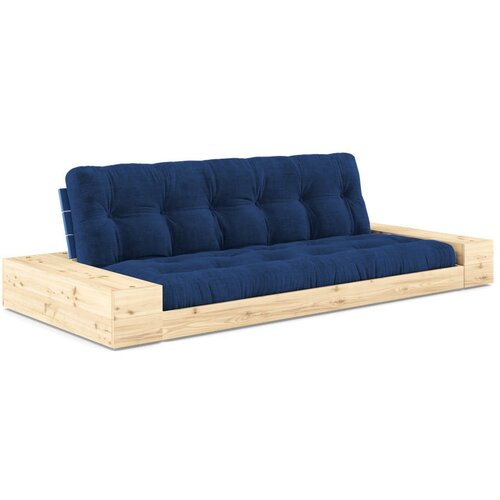 Karup Design Modra raztegljiva sedežna garnitura iz rebrastega žameta 244 cm Base – Cene