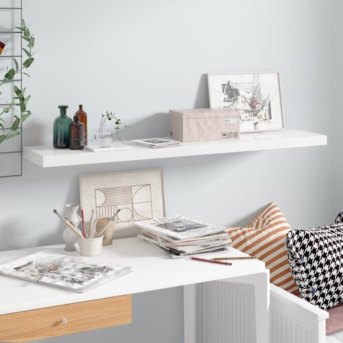VidaXL Plutajuća zidna polica visoki sjaj bijela 120x23,5x3,8 cm MDF Slike