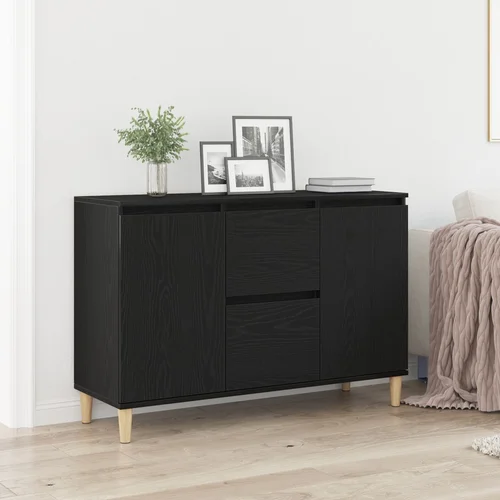 vidaXL Sideboard Crni hrast Masivna hrastovina 103.7x35x70