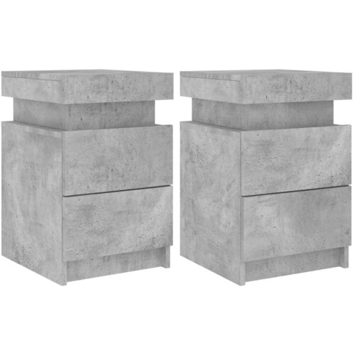Maison Chic Dvo delni komplet Nočne omarice - Nočne mize z LED lučkami betonsko siva 35x39x55 cm, (21689697) Slike