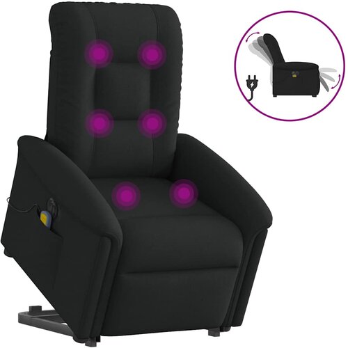 VidaXL Električni masažni naslonjač na podizanje od tkanine crni Slike