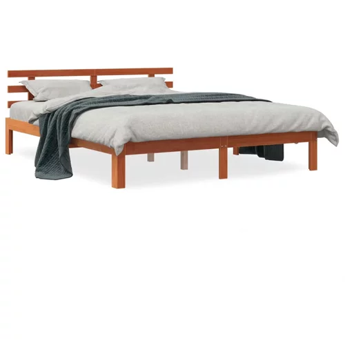  Okvir kreveta s uzglavljem voštano smeđi 180x200 cm od borovine