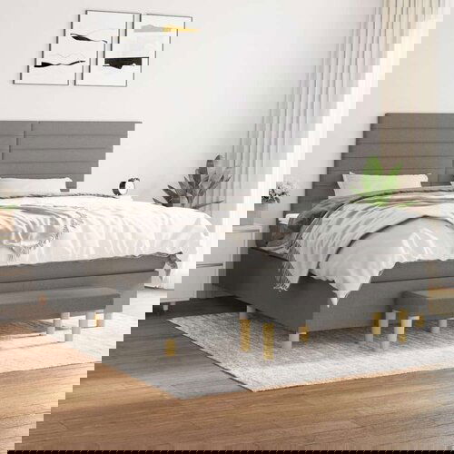  Box spring postelja z vzmetnico temno siva 160x200 cm blago, (20896040) Slike