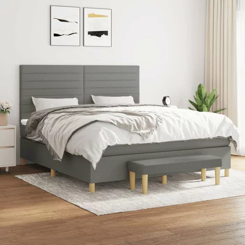  Box spring postelja z vzmetnico temno siva 160x200 cm blago, (20896040)