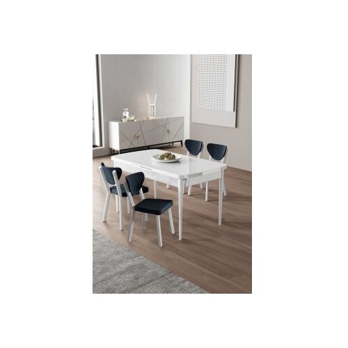 Hanah home Rasklopivi trpezarijski sto i stolice (5 delova) Exve White Anthracite Cene