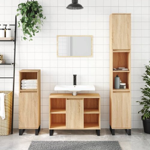 vidaXL Kopalniška omarica sonoma hrast 80x33x60 cm inženirski les Cene
