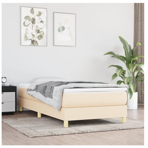 VidaXL Box spring postelja z vzmetnico krem 90x190 cm blago Slike