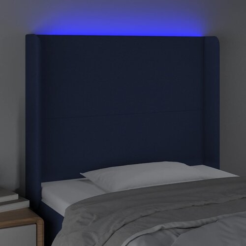  LED uzglavlje plavo 83 x 16 x 118/128 cm od tkanine Slike
