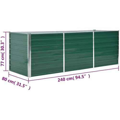  Vrtna sadilica od pocinčanog čelika 240 x 80 x 77 cm zelena Slike