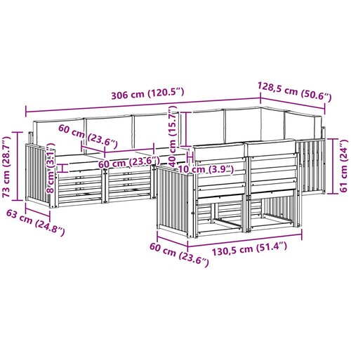  Set vanjskih sofa 8 kom. Prirodna i svijetlo siva Poliester Slike