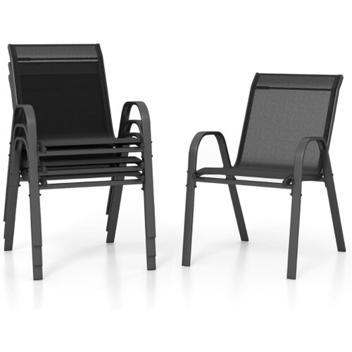 Vrt Set od 4 ne stolice koje se mogu slagati jedna na drugu, 56 x 70 x 84 cm, crne Cijene
