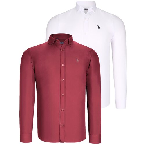 Dewberry DUO SET G725 MEN'S SHIRT-WHITE-BURGUNDY Cijene