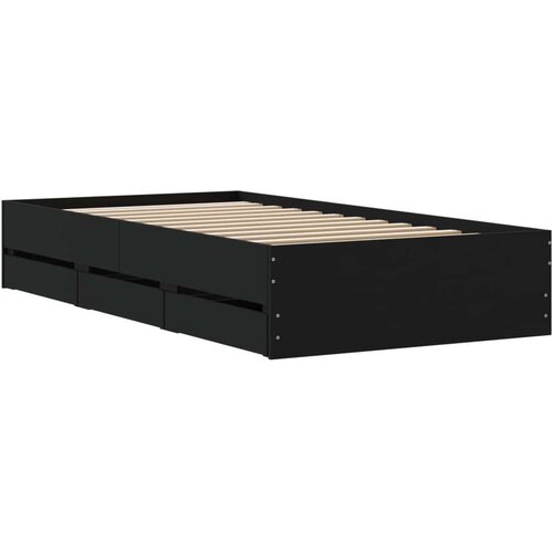 VidaXL okvir za krevet s ladicama crni 100x200 cm konstruirano drvo Slike