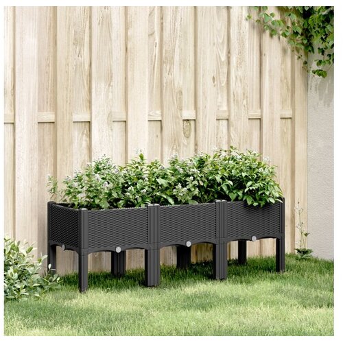 vidaXL Vrtna sadilica s nogama crna 120 x 40 x 42 cm PP Cene