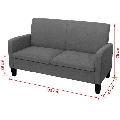  Kauč Dvosjed 135x65x76 cm Tamno Sivi Slike
