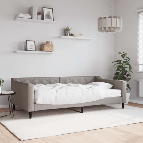  Dnevni krevet s madracem smeđesivi 100 x 200 cm od tkanine Slike