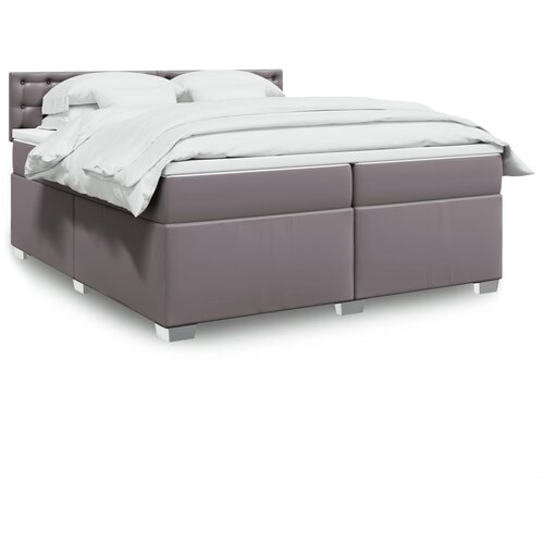The Living Store Box spring postelja z vzmetnico siva 200x200 cm umetno usnje - Box Spring Postelja, (21428082) Slike