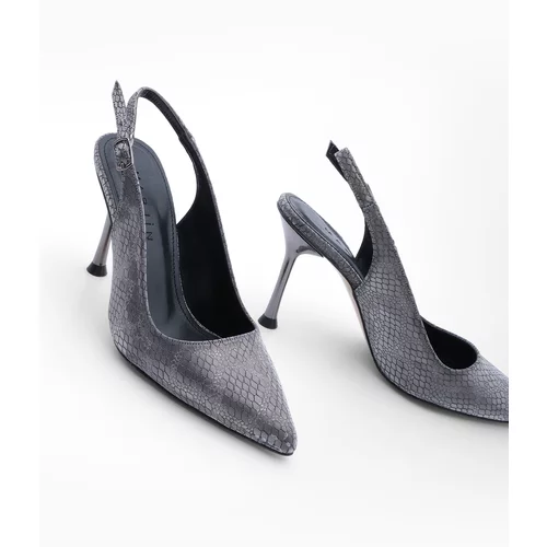 Marjin Women's Pointed Toe Stiletto Scarf Evening Dress Heels Goseva Platinum