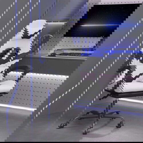  Okretna igraća stolica s osloncem bijelo-crna od umjetne kože Cijene