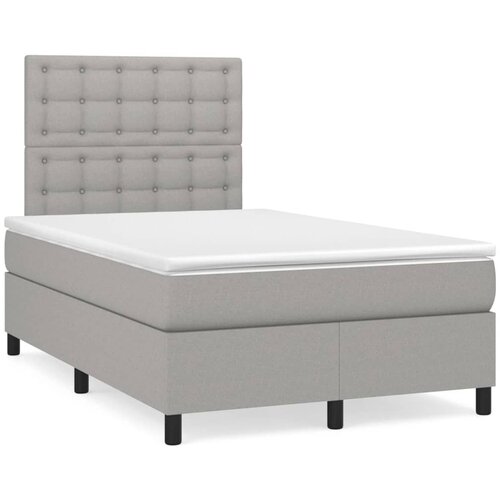 vidaXL Boxspring postelja z vzmetnico svetlo siva 120x190 cm blago Cene