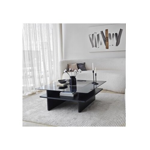 Hanah home Klub sto Saga Square, 90x35x90 cm, Crni Slike
