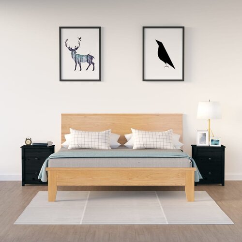 vidaXL Nočna omarica 2 kosa črna 50x35x61,5 cm trdna borovina Cene
