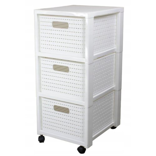 Rotho Regal za kopalnico velik s 3 predali COUNTRY bel (5000378660) Slike