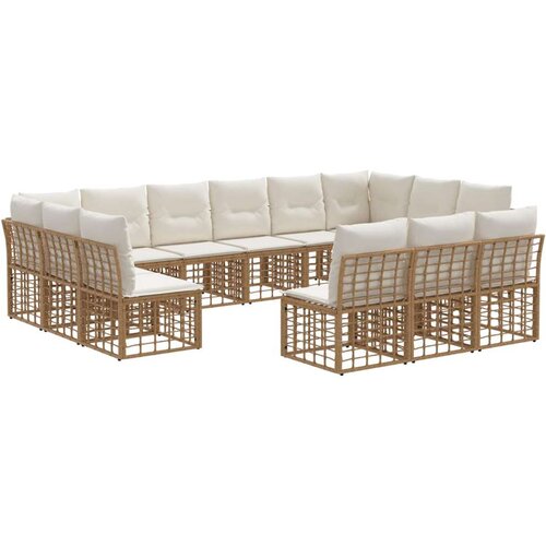  Set vanjskih sofa Prirodna i krema bijela Poliester - Prirodna i kremasto bijela bez stola Cene