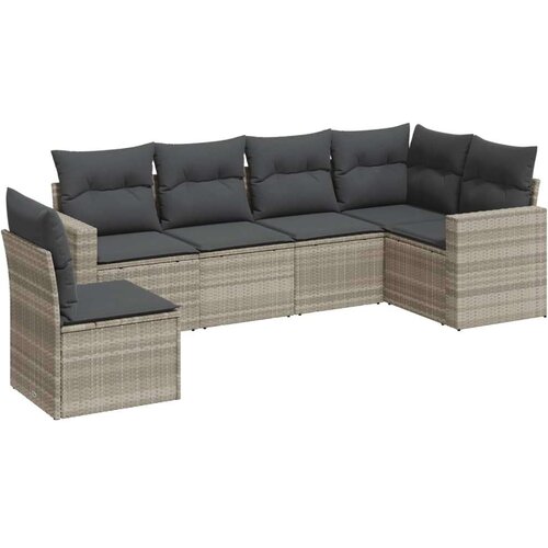 vidaXL Vrtna sedežna garnitura 6-delna z blazinami siv poli ratan Cene