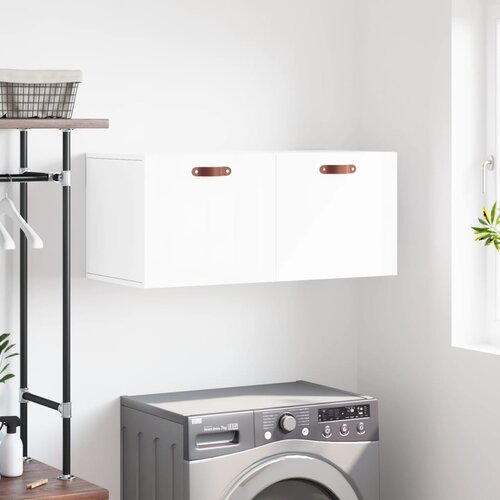The Living Store Stenska omarica visok sijaj bela 80x36,5x35cm inženirski les - Stenska Omarica, (21431145) Slike