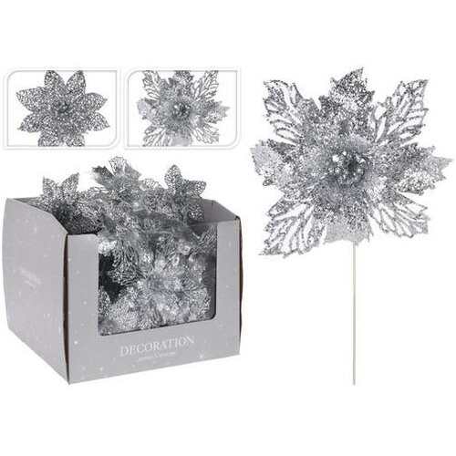  BOŽIĆNI CVIJET 21CM SREBRNI Cene