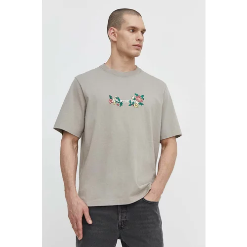 Abercrombie & Fitch Bombažna kratka majica moški, bež barva