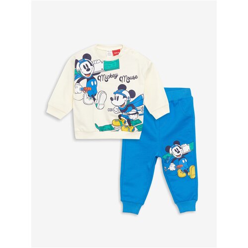 LC Waikiki Crew Neck Mickey Mouse Printed Baby Boy T-Shirt and Tracksuit Bottom 2 Set Cene